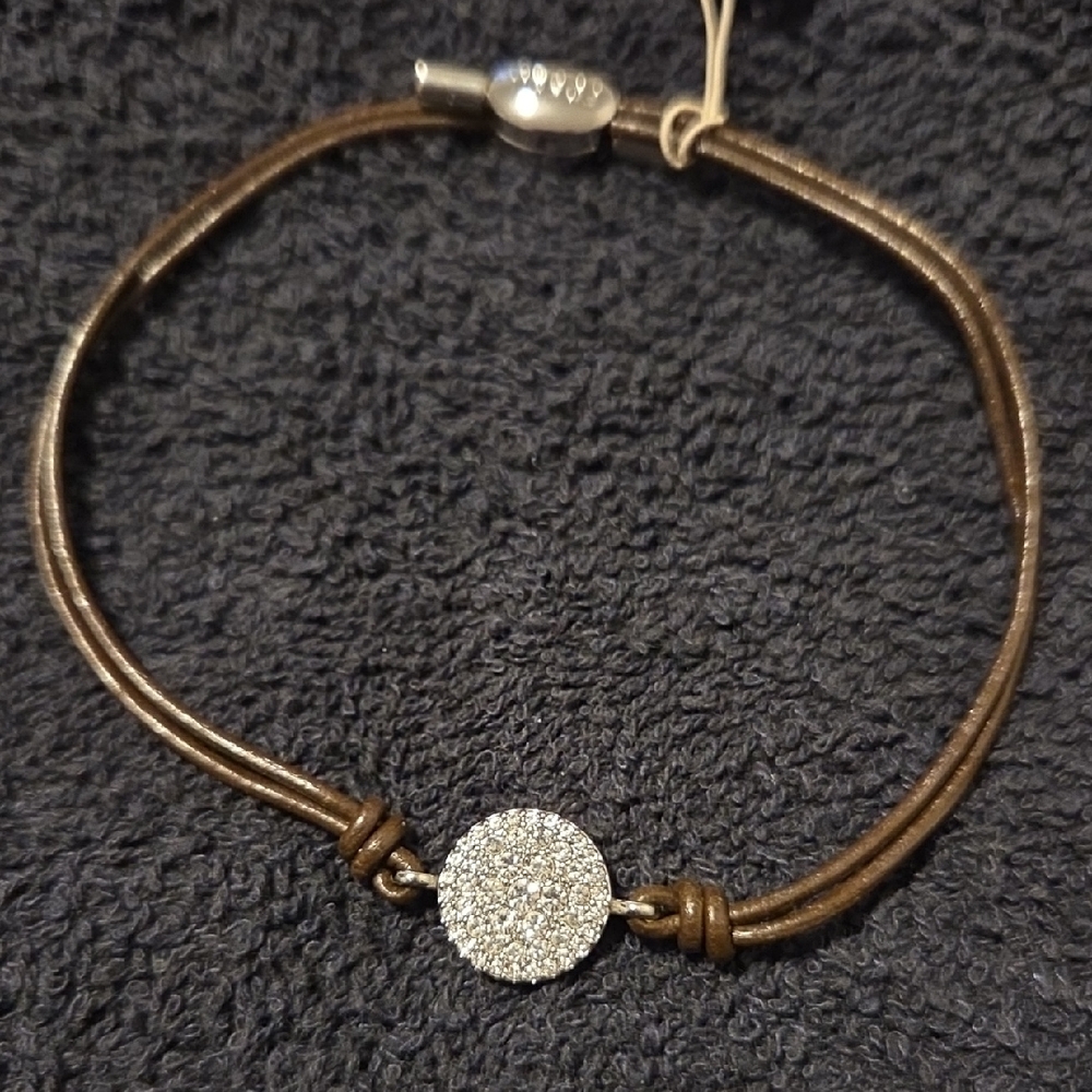 Fossil Brown Leather Bracelet with Silver Accent